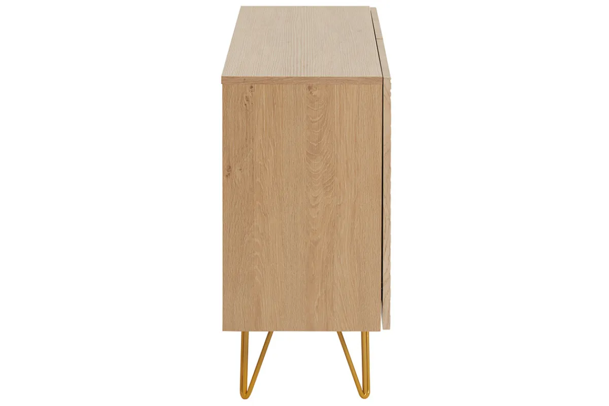 Miliboo Design-Sideboard aus hellem Eichenholz-Finish und goldfarbenem Metall mit 2 Türen B107 cm OZEN* Sideboards