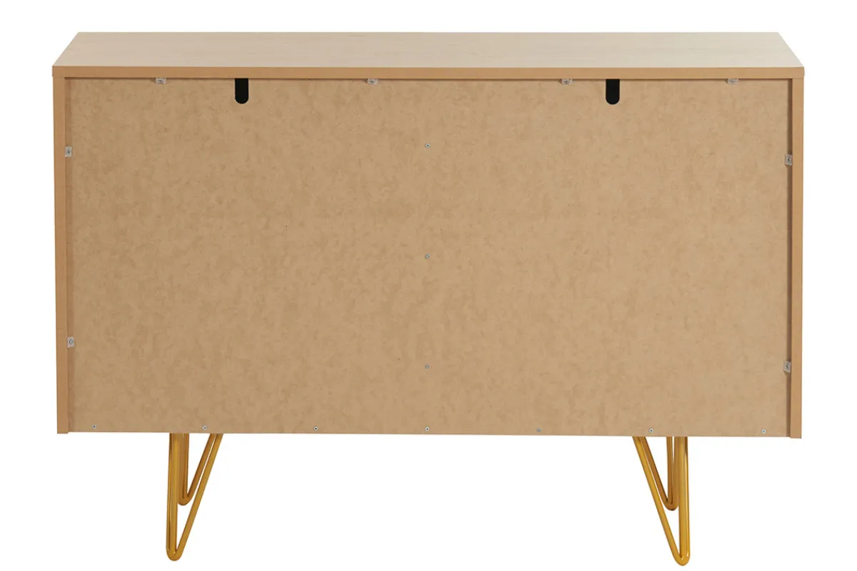 Miliboo Design-Sideboard aus hellem Eichenholz-Finish und goldfarbenem Metall mit 2 Türen B107 cm OZEN* Sideboards