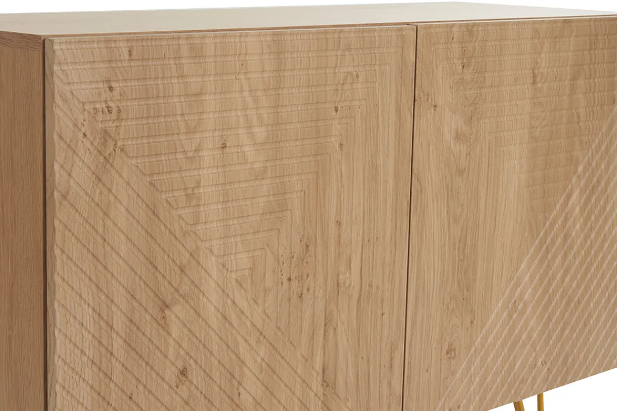 Miliboo Design-Sideboard aus hellem Eichenholz-Finish und goldfarbenem Metall mit 2 Türen B107 cm OZEN* Sideboards