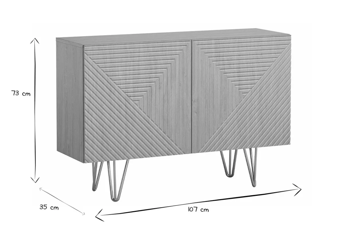 Miliboo Design-Sideboard aus hellem Eichenholz-Finish und goldfarbenem Metall mit 2 Türen B107 cm OZEN* Sideboards