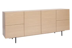 Miliboo Design-Sideboard aus hellem Eichenfurnier und schwarzem Metall, 2 Türen, 4 Schubladen B180 cm ALASKA* Sideboards