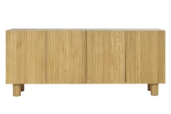 Miliboo Design-Sideboard aus hellem, massiver Eiche mit Gravur 4-türig B180 cm GOSHI* Sideboards