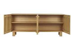 Miliboo Design-Sideboard aus hellem, massiver Eiche mit Gravur 4-türig B180 cm GOSHI* Sideboards