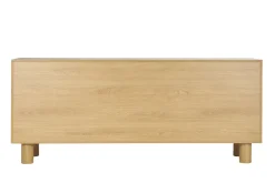 Miliboo Design-Sideboard aus hellem, massiver Eiche mit Gravur 4-türig B180 cm GOSHI* Sideboards