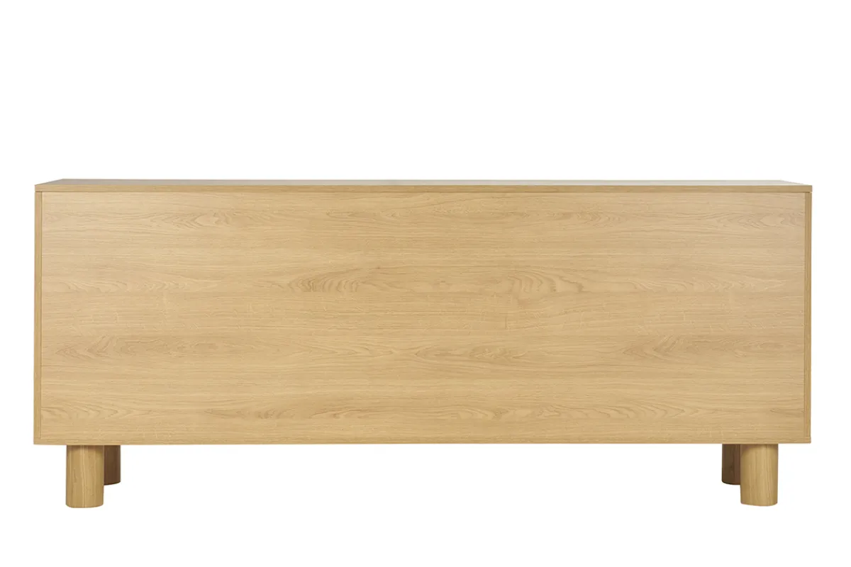 Miliboo Design-Sideboard aus hellem, massiver Eiche mit Gravur 4-türig B180 cm GOSHI* Sideboards