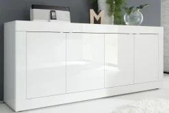 Miliboo Design-Sideboard brillantweiß mit 4 Türen L207 cm LATTE* Sideboards