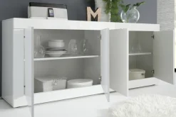 Miliboo Design-Sideboard brillantweiß mit 4 Türen L207 cm LATTE* Sideboards