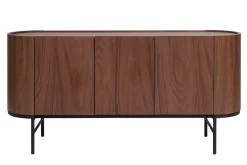 Miliboo Design-Sideboard dunkles Walnussfurnier und schwarzes Metall 3 Türen B160 cm SKYE* Sideboards