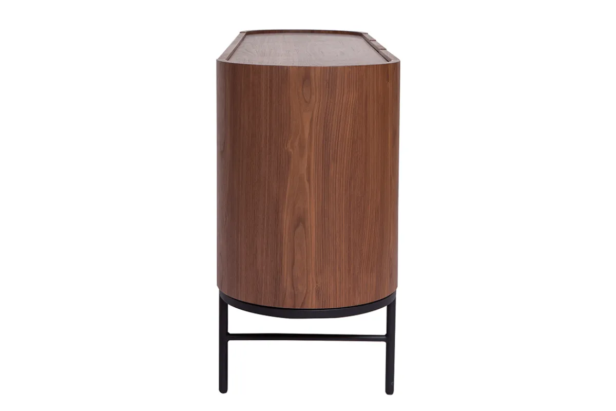 Miliboo Design-Sideboard dunkles Walnussfurnier und schwarzes Metall 3 Türen B160 cm SKYE* Sideboards