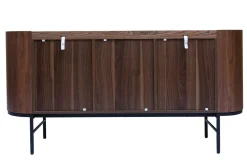 Miliboo Design-Sideboard dunkles Walnussfurnier und schwarzes Metall 3 Türen B160 cm SKYE* Sideboards