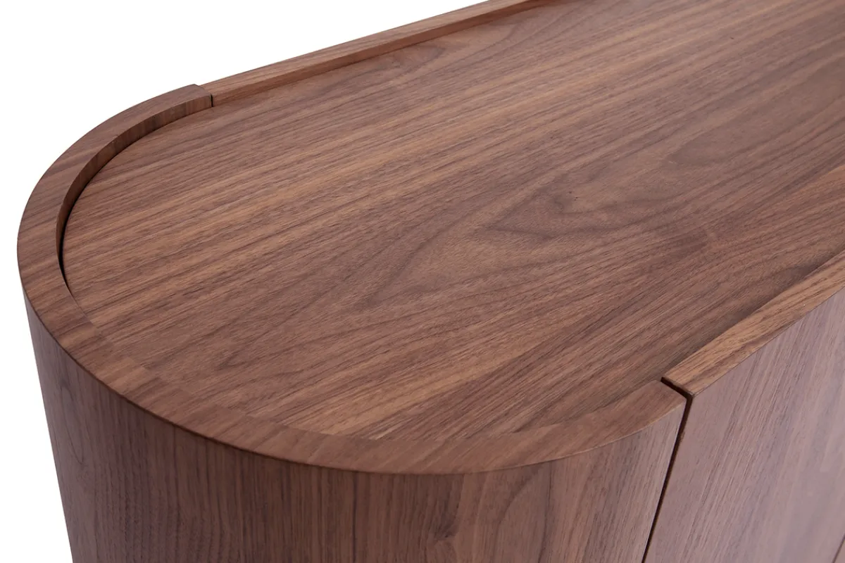 Miliboo Design-Sideboard dunkles Walnussfurnier und schwarzes Metall 3 Türen B160 cm SKYE* Sideboards