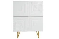 Miliboo Design-Sideboard graviert matt weiß und vergoldetem Metall 4 Türen B86 cm OZEN* Sideboards|Flurmöbel