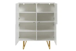 Miliboo Design-Sideboard graviert matt weiß und vergoldetem Metall 4 Türen B86 cm OZEN* Sideboards|Flurmöbel