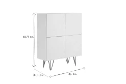 Miliboo Design-Sideboard graviert matt weiß und vergoldetem Metall 4 Türen B86 cm OZEN* Sideboards|Flurmöbel