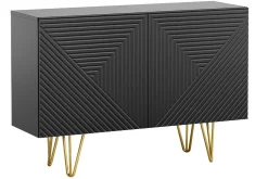 Miliboo Design-Sideboard schwarz und goldfarbenes Metall 2-türig L107 cm OZEN* Sideboards
