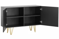 Miliboo Design-Sideboard schwarz und goldfarbenes Metall 2-türig L107 cm OZEN* Sideboards