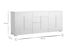 Miliboo Design-Sideboard Weiß lackiert 2 Türen 3 Schubladen TED* Sideboards