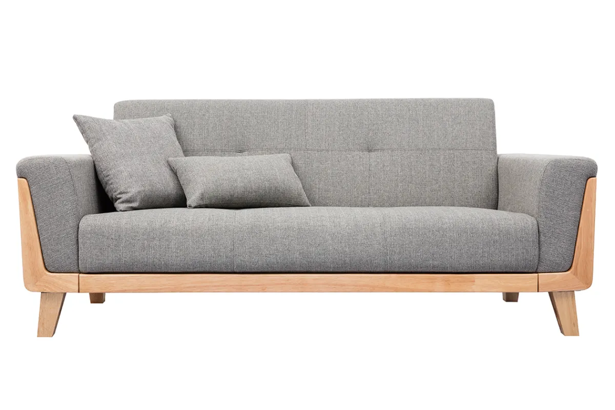 Miliboo Design-Sofa 3 Plätze Hellgrau Holzbeine FJORD* Design-sofas
