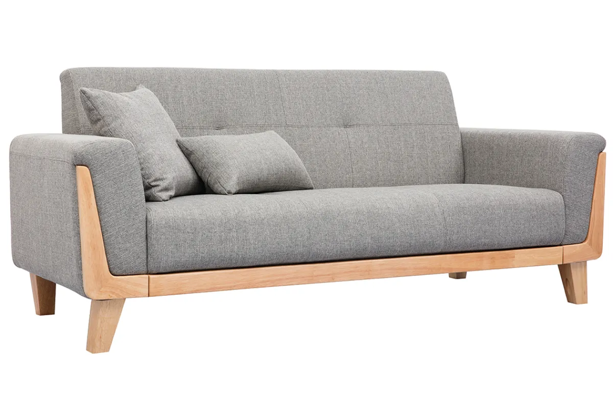 Miliboo Design-Sofa 3 Plätze Hellgrau Holzbeine FJORD* Design-sofas