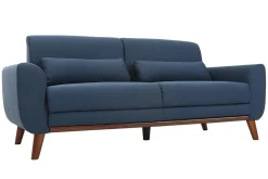 Miliboo Design-Sofa 3 Plätze Stoff Blau Beine Nussbaum EKTOR* Design-sofas