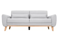 Miliboo Design-Sofa 3 Plätze Stoff Hellgrau Eichenbeine EKTOR* Design-sofas