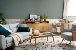 Miliboo Design-Sofa 3 Plätze Stoff Hellgrau Eichenbeine EKTOR* Design-sofas
