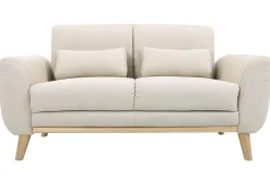 Miliboo Design-Sofa 2 Plätze Stoff naturfarben und Eichenbeine EKTOR* Design-sofas