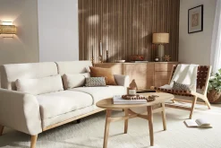 Miliboo Design-Sofa 3 Plätze Stoff naturfarben Eichenbeine EKTOR* Design-sofas