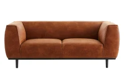 Miliboo Design-Sofa aus Leder in Antikoptik Cognacbraun 2/3-Sitzer MORRIS* Ledersofas