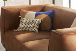 Miliboo Design-Sofa aus Leder in Antikoptik Cognacbraun 2/3-Sitzer MORRIS* Ledersofas