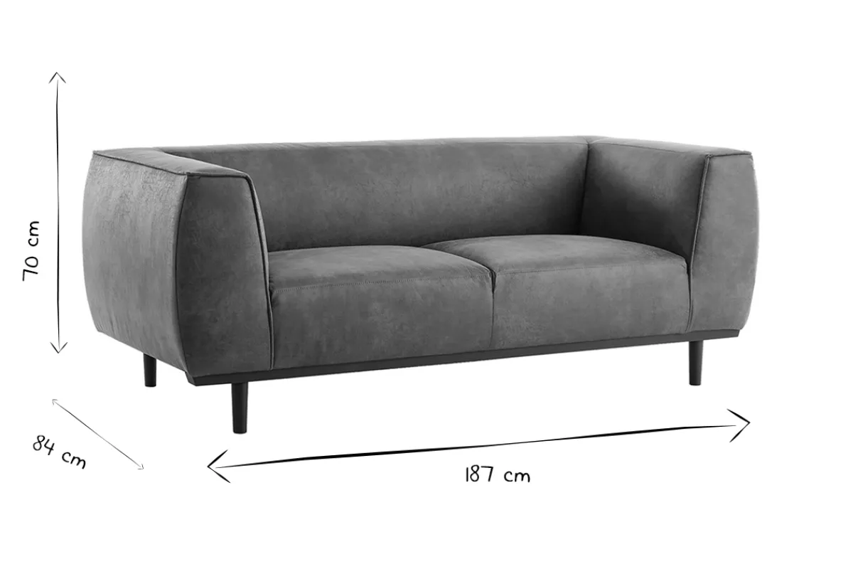 Miliboo Design-Sofa aus Leder in Antikoptik Cognacbraun 2/3-Sitzer MORRIS* Ledersofas