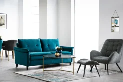 Miliboo Design-Sofa aus Samt Petrolblau 3 Plätze CLIFF* Design-sofas
