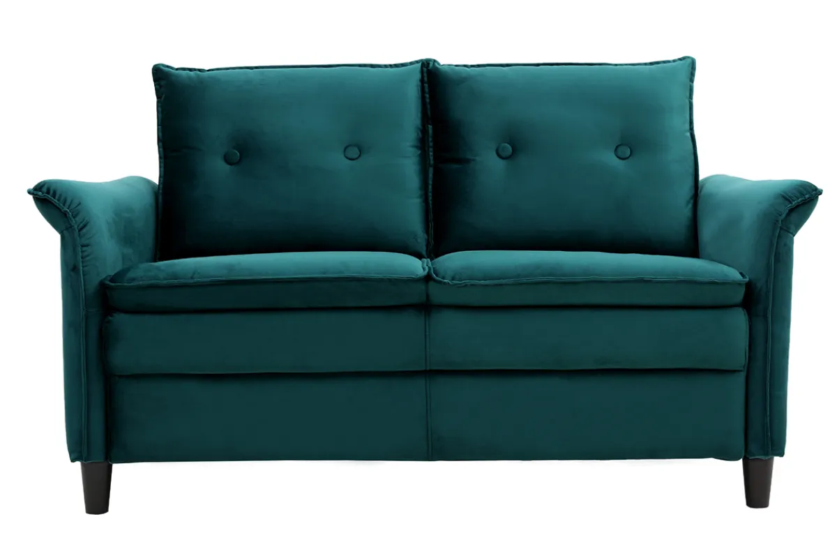 Miliboo Design-Sofa aus Samt Petrolblau 2 Plätze CLIFF* Design-sofas