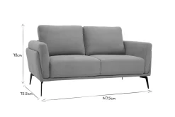 Miliboo Design-Sofa im grüngrauem Samtdesign mit schwarzem Metallfuß 2-Sitzer MOSCO* Design-sofas