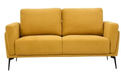 Miliboo Design-Sofa im senfgelbem Samtdesign mit schwarzem Metallfuß 2-Sitzer MOSCO* Design-sofas