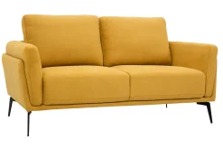 Miliboo Design-Sofa im senfgelbem Samtdesign mit schwarzem Metallfuß 2-Sitzer MOSCO* Design-sofas