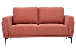 Miliboo Design-Sofa im terracottafarbenem Samtdesign mit schwarzem Metallfuß 2-Sitzer MOSCO* Design-sofas