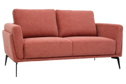 Miliboo Design-Sofa im terracottafarbenem Samtdesign mit schwarzem Metallfuß 2-Sitzer MOSCO* Design-sofas