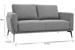 Miliboo Design-Sofa im terracottafarbenem Samtdesign mit schwarzem Metallfuß 2-Sitzer MOSCO* Design-sofas