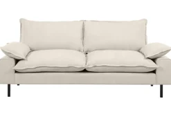 Miliboo Design-Sofa mit beigem Stoff im Samtdesign und schwarzem Metall 3-Sitzer DORY* Design-sofas