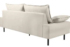 Miliboo Design-Sofa mit beigem Stoff im Samtdesign und schwarzem Metall 3-Sitzer DORY* Design-sofas
