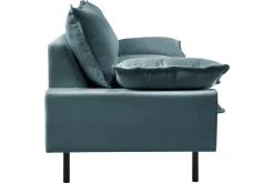 Miliboo Design-Sofa mit blaugrauem Stoff im Samtdesign und schwarzem Metall 3-Sitzer DORY* Design-sofas