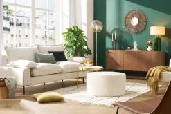 Miliboo Design-Sofa mit blaugrauem Stoff im Samtdesign und schwarzem Metall 3-Sitzer DORY* Design-sofas