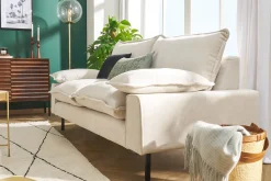 Miliboo Design-Sofa mit blaugrauem Stoff im Samtdesign und schwarzem Metall 3-Sitzer DORY* Design-sofas
