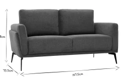 Miliboo Design-Sofa mit grauem Stoff im Samtdesign 2-Sitzer MOSCO* Design-sofas