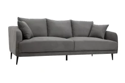 Miliboo Design-Sofa mit grauem Stoff im Samtdesign und schwarzem Metall 3-Sitzer JERRY* Design-sofas