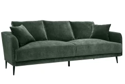 Miliboo Design-Sofa mit khakifarbenem Stoff im Samtdesign und schwarzem Metall 3-Sitzer JERRY* Design-sofas