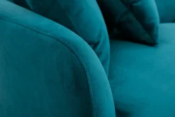 Miliboo Design-Sofa mit petrolblauem Stoff im Samtdesign und schwarzem Metall 3-Sitzer JERRY* Design-sofas