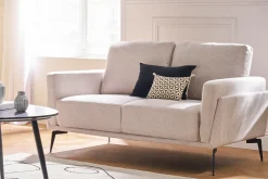 Miliboo Design-Sofa mit Stoff im Samtdesign Beige 2-Sitzer MOSCO* Design-sofas
