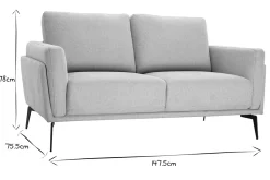 Miliboo Design-Sofa mit Stoff im Samtdesign Beige 2-Sitzer MOSCO* Design-sofas